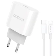 Ładowarki do telefonów - Dudao Szybka Ładowarka Sieciowa Usb-C Power Delivery 20W Biała + Kabel Usb-C - Lightning 1M (A8Seu) - miniaturka - grafika 1