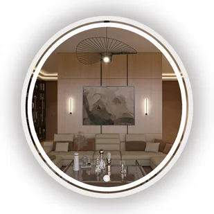 LUSTRO OKRĄGŁE LED BIAŁE W RAMIE LOFT Z WŁĄCZNIKIEM DOTYKOWYM 75 CM - Lustra - miniaturka - grafika 1
