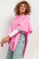 Swetry damskie - Ponczo z dzianiny swetrowej, T419, one size, róż - miniaturka - grafika 1