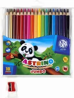 Przybory szkolne - Astra Kredki ołówkowe 18 kolorów Astrino trójkątne + temperówka AA091AST - miniaturka - grafika 1