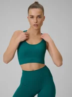 Bielizna sportowa damska - 4F Biustonosz treningowy bezszwowy z niskim wsparciem damski - turkusowy XL/XXL - miniaturka - grafika 1