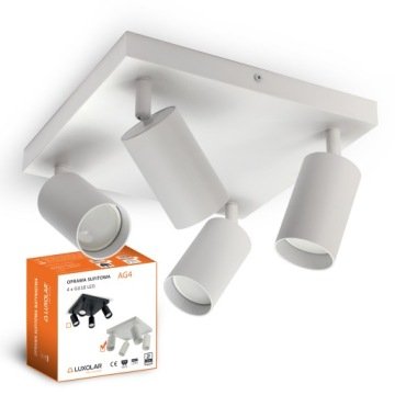Lampa Sufitowa Żyrandol Plafon Tuby Metal Spot AG4 Led 4xGU10 Biała