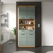 Szafki łazienkowe - Scout wysoka szafka łazienkowa 4 drzwi, 1 szuflada, 2 półki szałwia dekor, dąb dekor. - miniaturka - grafika 1