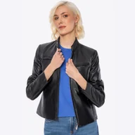 Kurtki damskie - Kurtka damska ze skóry owczej czarna - miniaturka - grafika 1