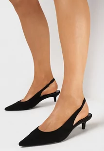 Czarne Sandały na Niskiej Szpilce z Odkrytą Piętą Henitta - Sandały damskie - miniaturka - grafika 1