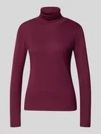 Bluzki damskie - Bluzka o kroju regular fit z mieszanki bawełny z długim rękawem i golfem - miniaturka - grafika 1