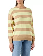 Swetry damskie - Bestseller A/S Damski sweter Nmzoe L/S O-Neck Oversized Knit S, Nomad/Stripes:pale Lime Yellow, XL - miniaturka - grafika 1