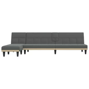 Sofa rozkładana L, ciemnoszara, 255x140x70 cm, tkanina Lumarko! - Narożniki - miniaturka - grafika 4