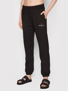 Calvin Klein Jeans Spodnie dresowe J20J217751 Czarny Regular Fit - Spodnie sportowe damskie - miniaturka - grafika 1