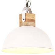 Lampy sufitowe - vidaXL Industrialna lampa wisząca, biała, okrągła, 32 cm, E27, mango 320870 - miniaturka - grafika 1