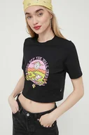 Koszulki sportowe damskie - Vans t-shirt bawełniany kolor czarny - miniaturka - grafika 1
