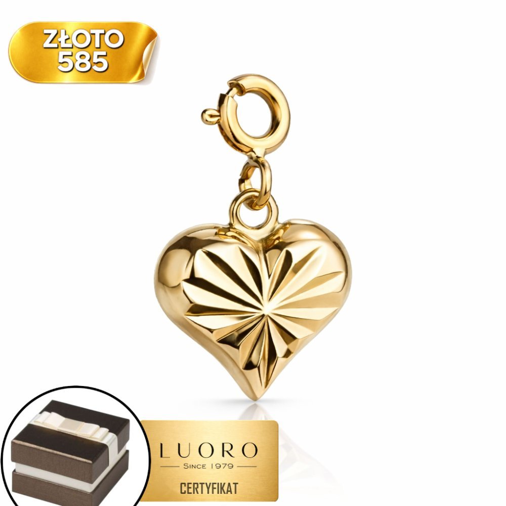 ZAWIESZKA ZŁOTA 585 14K SERCE DIAMENTOWANE 1,65 CM PREZENT ELEGANCKA
