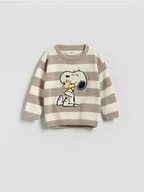 Bluzy i sweterki niemowlęce - Reserved - Sweter Snoopy - złamana biel - miniaturka - grafika 1