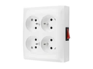 Gniazdka elektryczne - KONTAKT ACGZN4W1/11 SIMON AQUACLICK Gniazdo wtyczkowe natynkowe 4-krotne z/u i wyłącznikiem - miniaturka - grafika 1