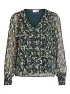 Bluzki damskie - Vila Damska bluzka Vifalia ALA Ponderosa L/S Top/Lc z długim rękawem, zielony, 36 - miniaturka - grafika 1