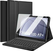Etui do tabletów - Alogy Etui z klawiaturą do Samsung Galaxy Tab A9+ Plus 2023 11" X210/X215/X216 klawiatura Bluetooth na magnes Alogy Czarne + Szkło - miniaturka - grafika 1