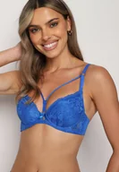 Biustonosze - Niebieski Biustonosz Koronkowy Typu Full Cup Nasna - miniaturka - grafika 1