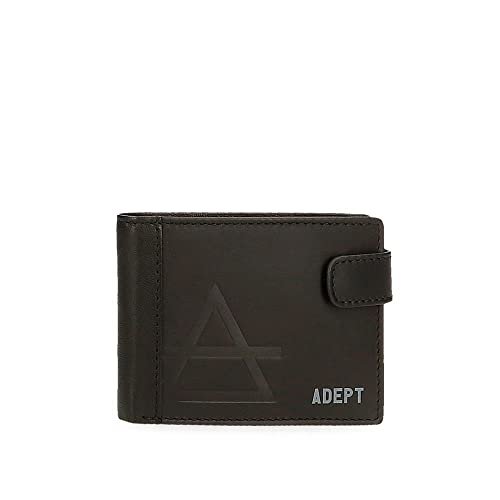Adept Jim Poziomy portfel z zamknięciem na kliknięcie czarny 11x8,5x1 cm Skóra, Czarny, Poziomy portfel z zamknięciem kliknięcia