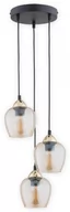 Lampy sufitowe - Lemir Margo zwis 3 pł. / czarny matowy + złoty+ bursztynowy O2993 W3 CZA + ZL O2993 W3 CZA + ZL - miniaturka - grafika 1