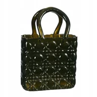 Wazony i flakony - WAZON SZKALNY TOREBKA 28 cm ZIELONY CIEMNY z uchwytami - miniaturka - grafika 1