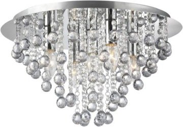 Lampa Sufitowa Kryształowa Plafon Glamour Srebrna