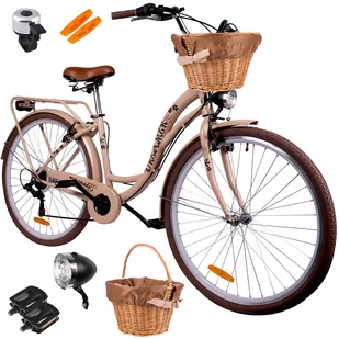 Rower Miejski MalTrack Citybike Dreamer 6-speed Beige 28" + Koszyk - Rowery - miniaturka - grafika 1