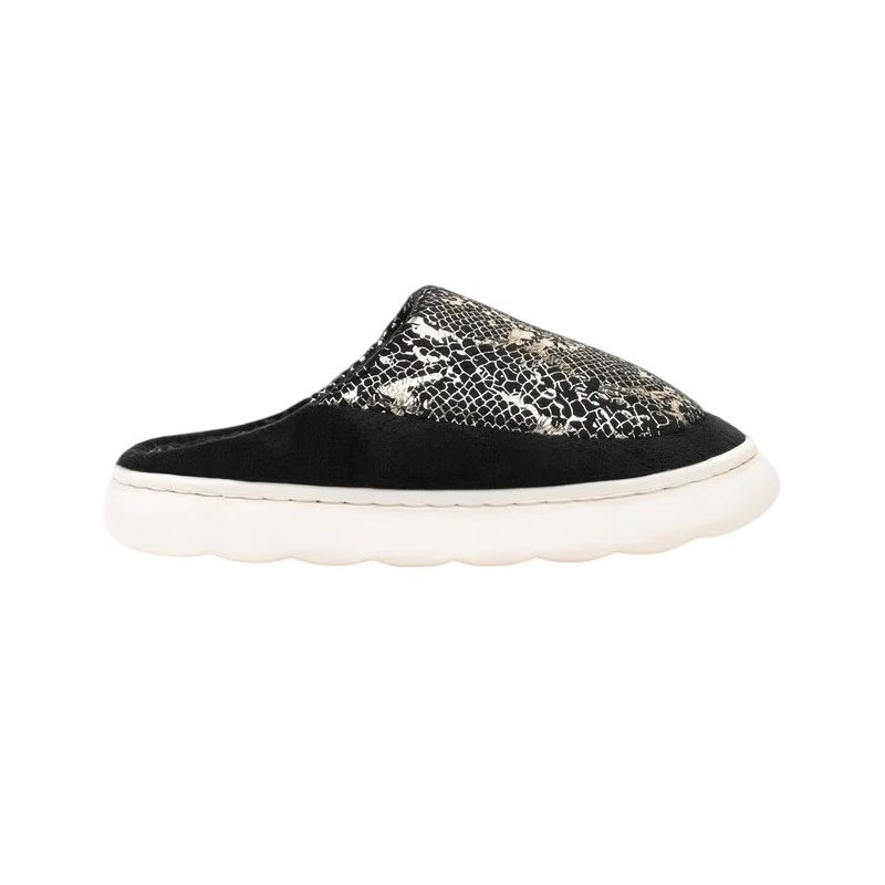 Kapcie Domowe Komfortowe Miękkie Lekkie Cieple Eleganckie Wygodne Papcie Modne Stylowe Damskie z Nadrukiem Czarne Elis 36/37