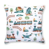 Poszewki na poduszki - ŚWIAT SYPIALNI Poszewka Bawełnian Jasiek Belluno 64 Train 40x40 - miniaturka - grafika 1