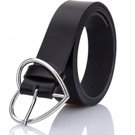 Paski - Skórzany DŁUGI PASEK GRACIO SERCE SREBRNE 115cm - miniaturka - grafika 1