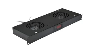 Panel 2x wentylator RACK 19 cali 1U czarny z termostatem NEKU - Wentylatory łazienkowe - miniaturka - grafika 1