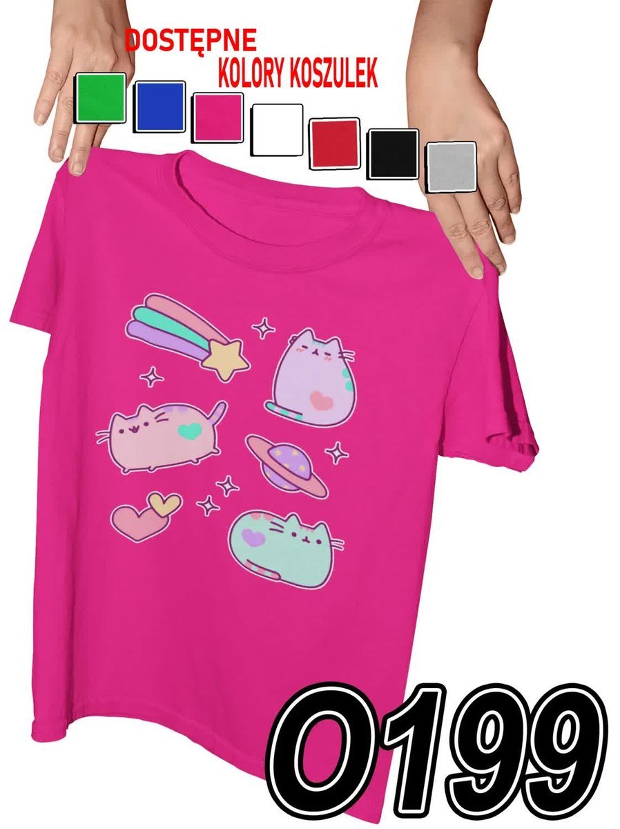 Koszulka Dziecięca Z Nadrukiem Brązowy Słodki Kotek Kicia - L 146-152