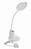 Lampy stojące - Biała lampka dotykowa LED z przybornikiem - T9-B01 - miniaturka - grafika 1