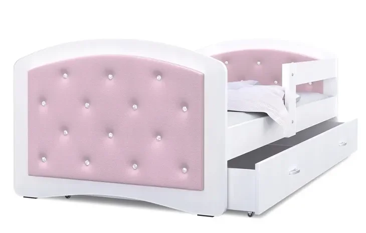 Łóżko tapicerowane 180x90 szuflada + materac MEGI