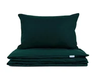 Pościel - Pościel bawełniana 220x200 Semplice zieleń butelkowa z torbą - miniaturka - grafika 1