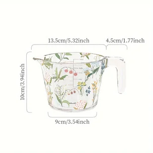 TEMU 1 Szt. 650 Ml Mierzący Kubek Z Gorącego Szkła Z Kwiatowym Wzorem - Ergonomiczna Rączka, Bezpieczny W Kuchence Mikrofalowej Do Pieczenia I - Inne - miniaturka - grafika 1