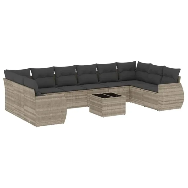 Zestaw mebli ogrodowych modułowych jasnoszary rattan PE 62 x 62 x 69 cm