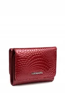 Portfele - Czerwony Portfel Damski Skóra Naturalna LUIGISANTO RFID Lakierowany Zgrabny - miniaturka - grafika 1