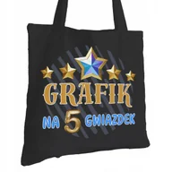 Torby i wózki na zakupy - Torba Bawełniana dla Grafika Czarna Na Prezent Ekologiczna Trwały Nadruk - miniaturka - grafika 1