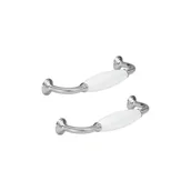 Zawiasy, okucia i inne akcesoria - Uchwyt meblowy Charly 128 mm porcelana nikiel Inspire - miniaturka - grafika 1