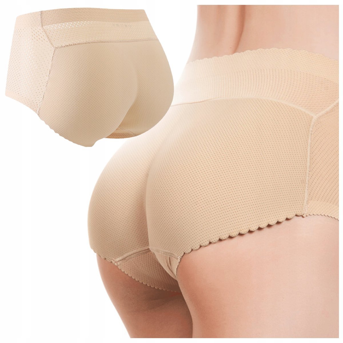 MAJTKI PUSH UP POWIĘKSZAJĄCE POŚLADKI Wyszczuplające Modelujące Figi Beż L