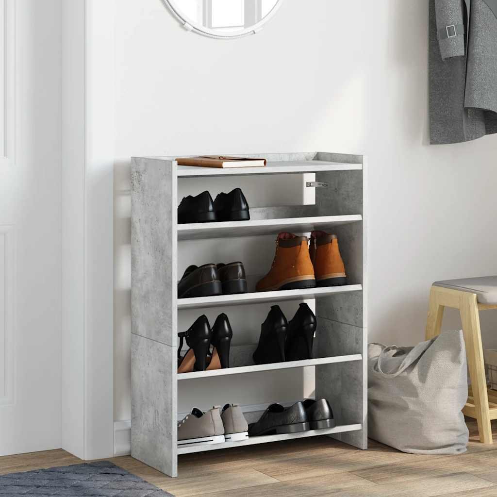 vidaXL Stojak na buty betonowy szary 60x25x62 cm materiał drewnopochodny