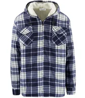 Swetry męskie - Ciepła polarowa koszula męska w kratę z kapturem ocieplana futerkiem-XL - miniaturka - grafika 1