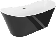 Wanny - Mexen Montana wanna wolnostojąca 180 x 80 cm, biała/czarna, przelew nikiel szczotkowany - 52011808075-97 - miniaturka - grafika 1
