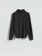 Swetry damskie - Reserved - Golf z wełny merino - ciemnoszary - miniaturka - grafika 1