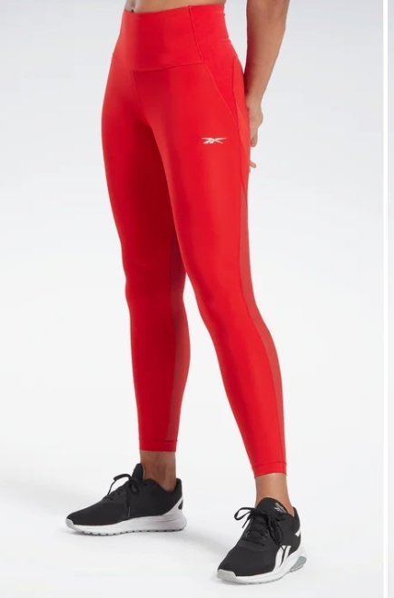 REEBOK LEGGINSY Z ŁĄCZONYCH MATERIAŁÓW CZERWONE Z NADRUKIEM S 0Z0B4_B*