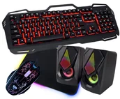Zestawy myszka + klawiatura - Zestaw Blow klawiatura z podświetleniem LED RED COLD STEEL + mysz + podkładka + głośniki Boogie - miniaturka - grafika 1