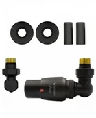 Zawory i kraniki - Zawór termostatyczny trójosiowy Master czarny strukturalny prawy All in One bez złączek - miniaturka - grafika 1