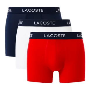 Bokserki Lacoste Microfiber Trunks 3-Pack Navy Blue/White-Red XL - Majtki męskie - miniaturka - grafika 1