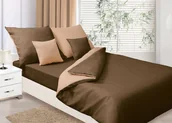 Pościel - Pościel dwustronna 160x200 satynowa Double Face brązowa + beżowa Matex - miniaturka - grafika 1