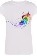 Koszulki i topy damskie - Pióro Kolorowe Damski Modny T-Shirt Rozm.XL - miniaturka - grafika 1